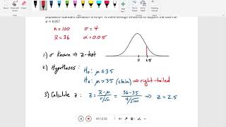 Chapter 7.2 - Hypothesis Testing for the Mean (σ known)