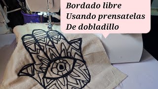 Idea para bordar usando prensa telas para hacer dobladillo.