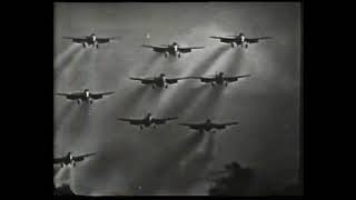 9x Hawker Sea Hawks and 6x Supermarine Scimitar combined display at Farnborough 1958