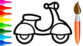 Bolalar uchun skuterni rasm chizish How to Draw Motorcycle for Kids