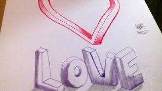 How to Draw 3D LOVE Graffiti Letters y heart