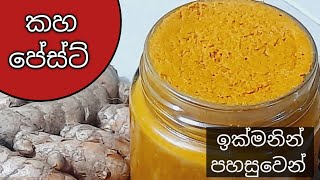 කහ වේලන්නේ නැතුව ඉක්මනින් පහසුවෙන් කහ පේස්ට් එක හදමු / How to make turmeric paste /kaha paste /#kaha