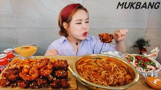 SUB) 통실통실 새우닭강정 매운 국물닭발 땡초샐러드 먹방 Chubby shrimp chicken. Spicy chicken feet REAL SOUND. ASMR. MUKBANG