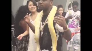 Scared Davido Screams For His Dear Life After Snake Was Hung on His Neck VIA STEADYBASE COM