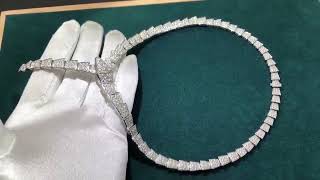 Pave diamond 18k white gold necklace