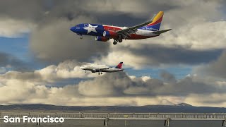 MSFS 2020 | Beautiful Parallel Takeoffs & Landings | San Francisco Airport Plane Spotting