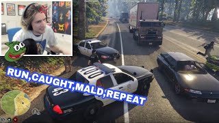 xQc Runs Away from Cops, Gets Caught, MALDS AGAIN ft.TayTay & Mr.B