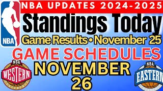 NBA Standings & Game Result Today | November 25, 2024 #nba #standings #games #results #schedule