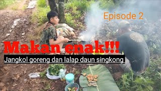 MAKAN ENAK!!!DAUN SINGKONG DAN GORENG JENGKOL,IKAN ASIN,SAMBEL TERASI masakan kampung