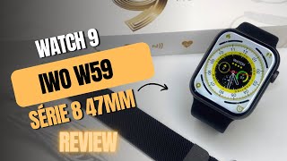 Smartwatch IWO W59 Pro Watch 9 47mm Review Unboxing, TELA GIGANTE, Loja de Jogos e TAG NFC