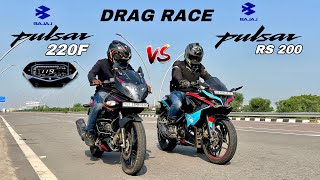 bajaj pulsar 220f vs bajaj pulsar rs 200 | drag race | battle between siblings 😱