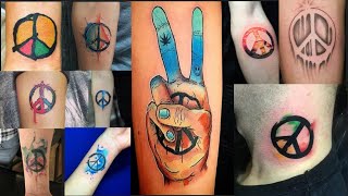 50 best peace symbol tattoo | colourful peace tattoo | symbol tattoo | hand tattoo | neck tattoo