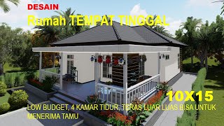 DESAIN RUMAH TEMPAT TINGGAL, LOW BUDGET, 4 KAMAR TIDUR, TERAS LUAS BISA UNTUK PENERIMA TAMU