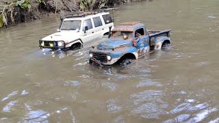 Rc cars. Toyota Land Cruiser-76. Ford F-1. Красивый заезд двух внедорожников