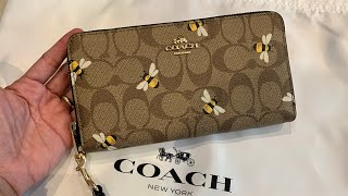 COACH SIGNATURE BEE LONG ZIP WALLET UNBOXING 🐝🐝