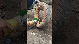 tyre removal from disc #tyre #cutter #handwork #dewalt @MANIYARPLASTICS #wastemanagement