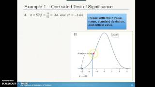 8.2 Tests aout a Population Proportion Part 2