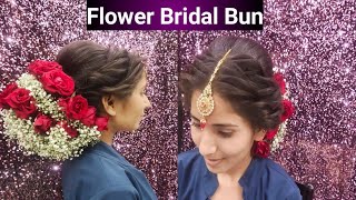 Bridal Hairstyle by Anita Prasad.Latest Advance Hairstyle.Flower  Hair Bun.Shagun Beauty Academy.