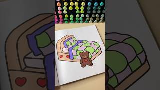 My coloring vault | Comfy bed and soft Teddy 💜🧸