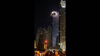 Dubai Burj Khalifa fire work at new year night