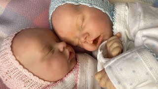 Twin A, Jonty and Twin B, Pippa  sculpted by Bonnie Brown,  in pink and blue for @SuzannesBabies