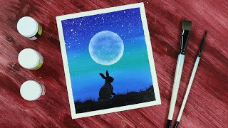 How to Draw Rabbit Scenery | Acrylic Drawing | Easy Drawing Ideas for Beginners - So Easy🤩 #116