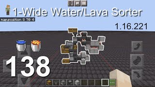 Minecraft Bedrock Tutorials(138) - How to build a 1-Wide Water/Lava Bucket Sorter (1.16.221)