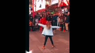 A girl making handstand