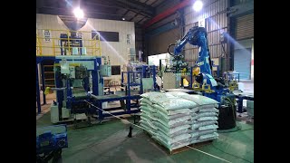 25kg~50kg Feeds Granule Fertilizer Auto Weighing and Packing with Palletizing integration 自動包裝堆疊整合