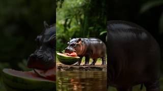 Munch-nificent! 🦛 Tiny Hippo Devours Watermelon with Adorable Gusto! 🍉💕😋