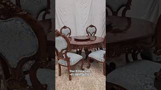 Wooden Antique Round Dining Set. #dining #furniture #diningset #diningtable #carving #yt #shorts