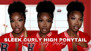 HOW TO: Sleek Glueless Frontal High Curly Ponytail | STEP-BY-STEP | FT. Beauty Forever Hair