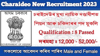 চৰাইদেউ মুখ্য ন্যায়িক দণ্ডাধীশত পিয়ন আৰু চকিদাৰৰ পদ মুকলি | Charaideo Judiciary New Recruitment 2023