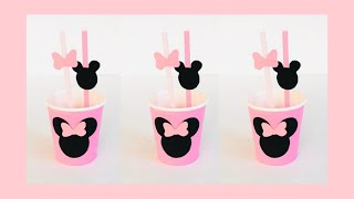 Making Easy Minnie Mouse Party Paper Cups and Straw Toppers