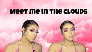 Makeup & dabs | Neon pink half cut crease