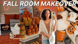 FALL ROOM MAKEOVER🍁✨ decorate with me, fall shopping haul, *pinterest inspired*, cozy room makeover!