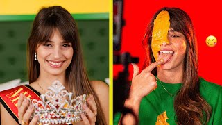 Miss Belgium gets gunged with cheese