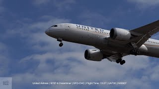 United Airlines B787-8 Dreamliner arrival at Christchurch Airport 8 March 2024 (UA730) - N29907