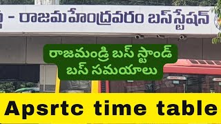 #rajahmundry bus stand bustimings|bus time table