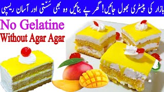 Mango pastry Recipe | No Gelatin , No Agar Agar | Simple Mango cake recipe by food with Iqra