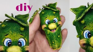 МК Огурец из ваты на ёлочку / Ватная игрушка  / DIY cotton cucumber