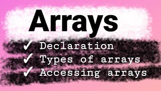 Arrays: Declaration| Types|Initialisation| Accessing|