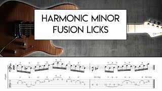 Harmonic Minor Fusion Licks with Guitar Tab