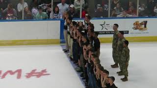 U.S. Army,Guard, and Marines sworn between the periods at the Havoc games.