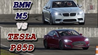 Forza 7 Battle! - BMW M5 vs TESLA  P85D around the Top Gear Track