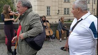 Roadside artist at Charles Bridge, Prague city