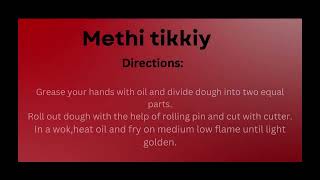 recipe of methi tikkiyan