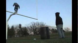 Nutshot Off Of Field Goal Post (MUST WATCH!)