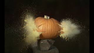 Shotgun Muzzle Shot and Birdshot through a Pumpkin