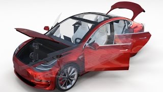 Tesla Model 3 Red with interior and chassis 3D model